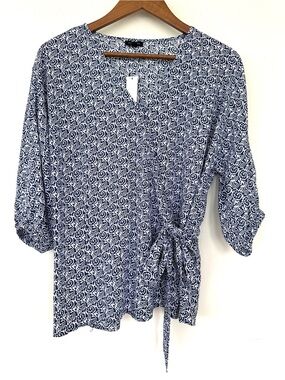 Talbots Faux Wrap Blouse, 3/4 Length Sleeves, 1/2 Elasticized Waist